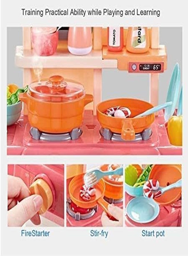 Brighterbee Girl's Plastic Little Chef Kitchen Set Toys with Realistic Lights & Sounds & Kitchen Accessories (3 Year Old, 42 Pieces, Multicolour) - Image 4